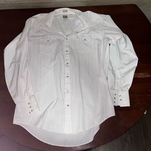 Ely cattleman white Pearl snap western button down shirt large tall